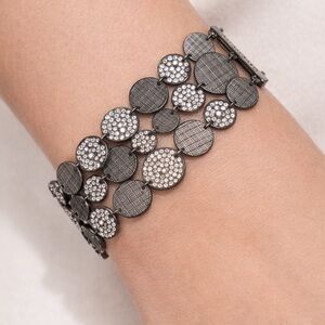 Givenchy Gunmetal Multi-Disc Crystal Statement Bracelet